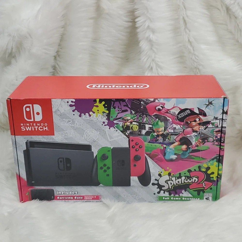 Nintendo Switch Hardware with Splatoon 2 Neon Green / Neon Pink Console New